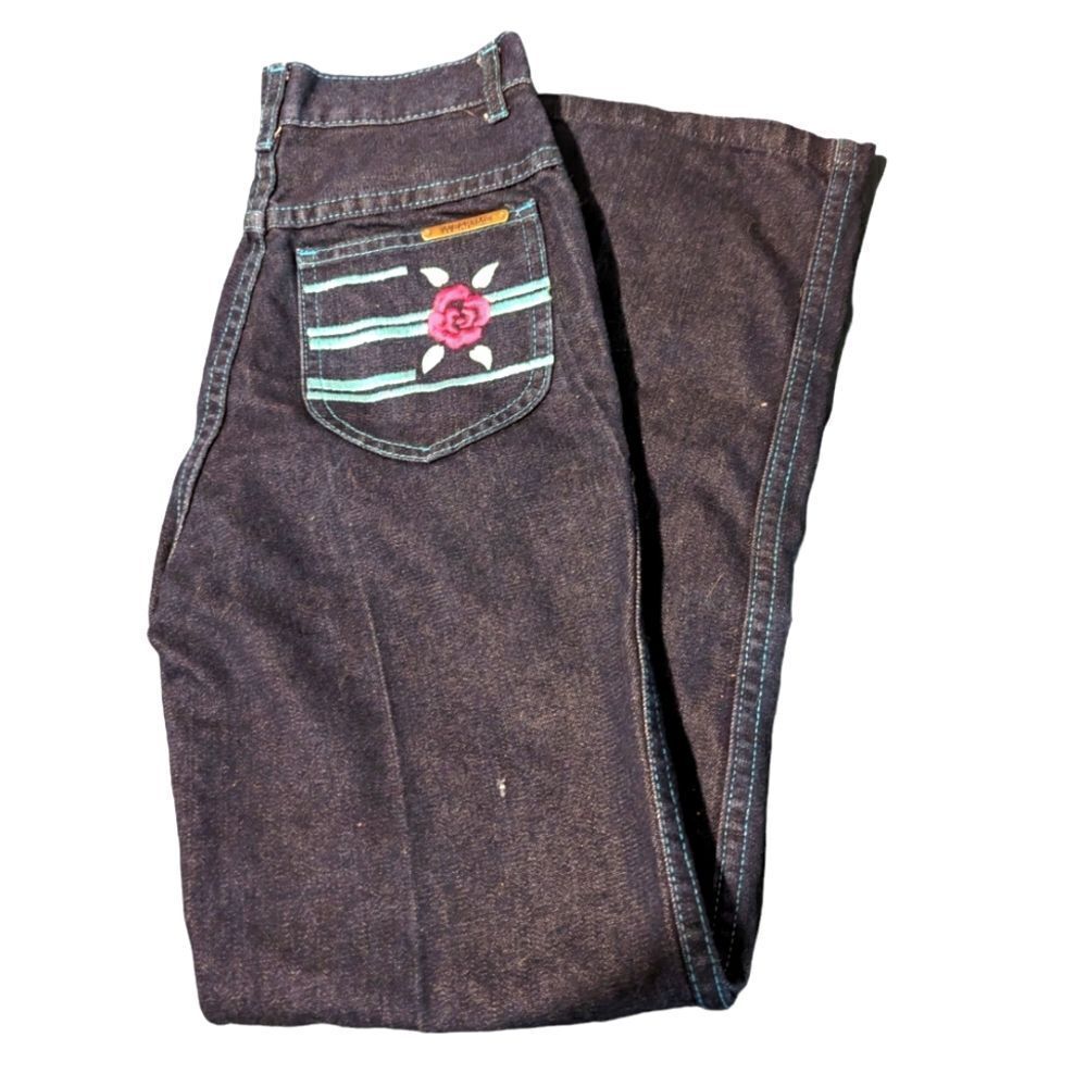 Girls vintage floral embroidered jeans‎ size 12 slim